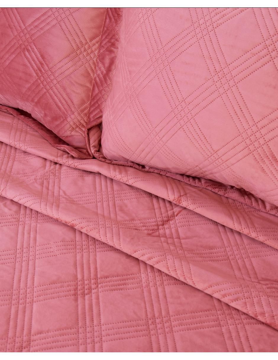 Set de colcha Dormireal Velvet Palo De Rosa