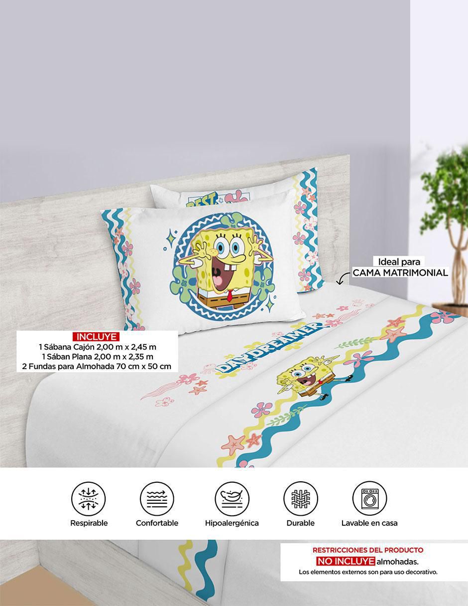 Juego de sábanas de microfibra Providencia Bob Esponja