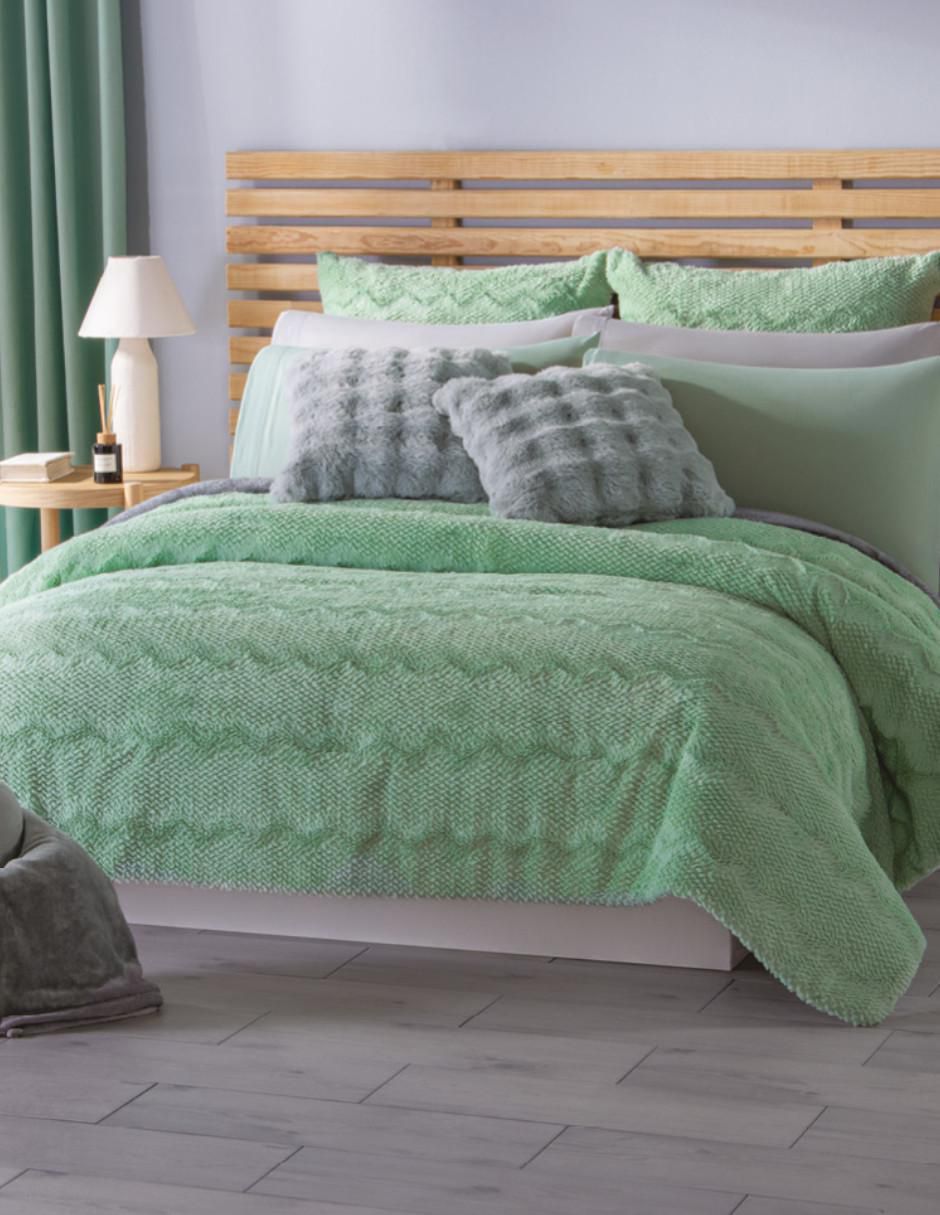 Cobertor Invernal Verde Boreal estampado texturizado
