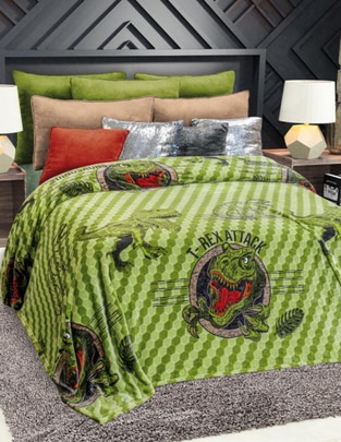 Cobertor UltraSoft T-Rex Attack estampado dinosaurio Cobertor UltraSoft T-Rex Attack estampado dinosaurio