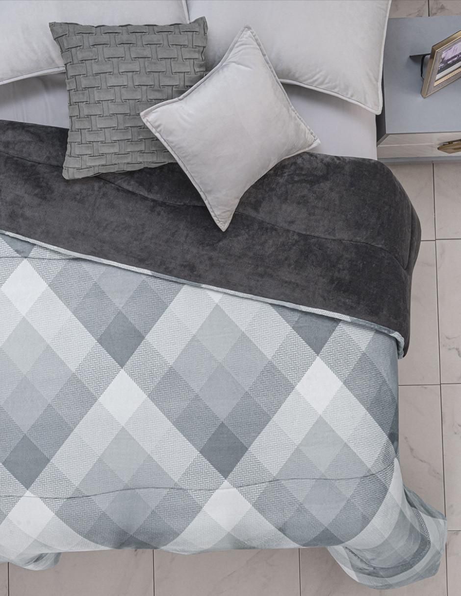 Cobertor  Silver Plaid Allure estampado geométrico 3