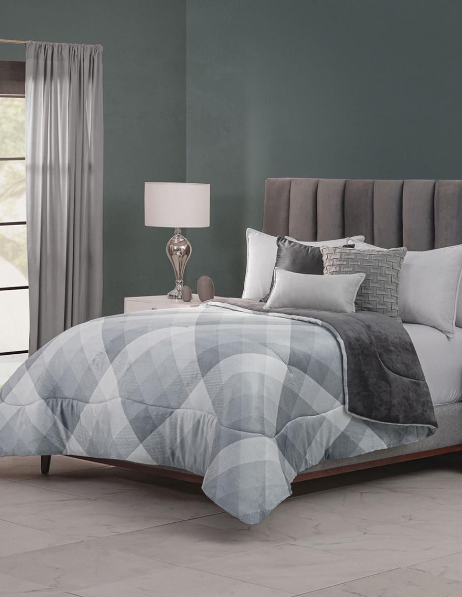 Cobertor  Silver Plaid Allure estampado geométrico 4