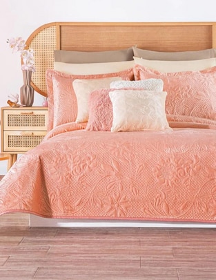 Set de colcha Velvet Durazno Beige Set de colcha Velvet Durazno Beige