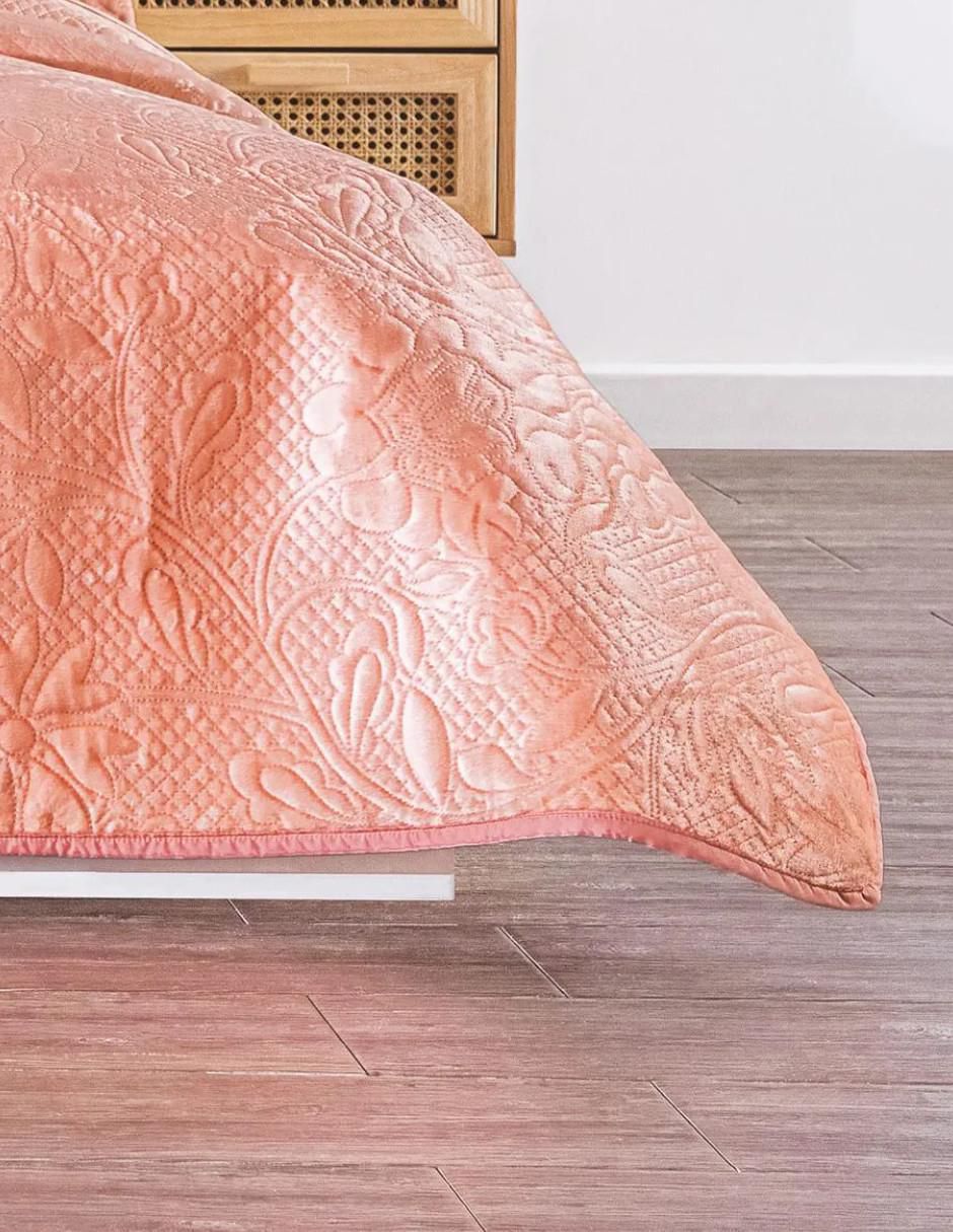 Set de colcha Velvet Durazno Beige 3