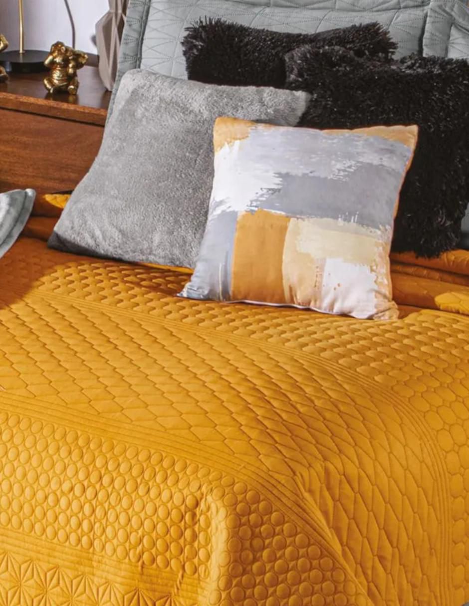 Colcha Mustard Gray Mix 3
