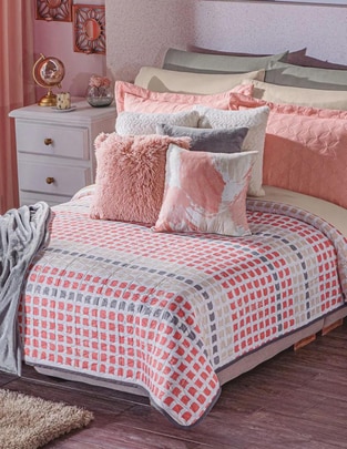 Colcha Pixeles Vivid Coral Colcha Pixeles Vivid Coral