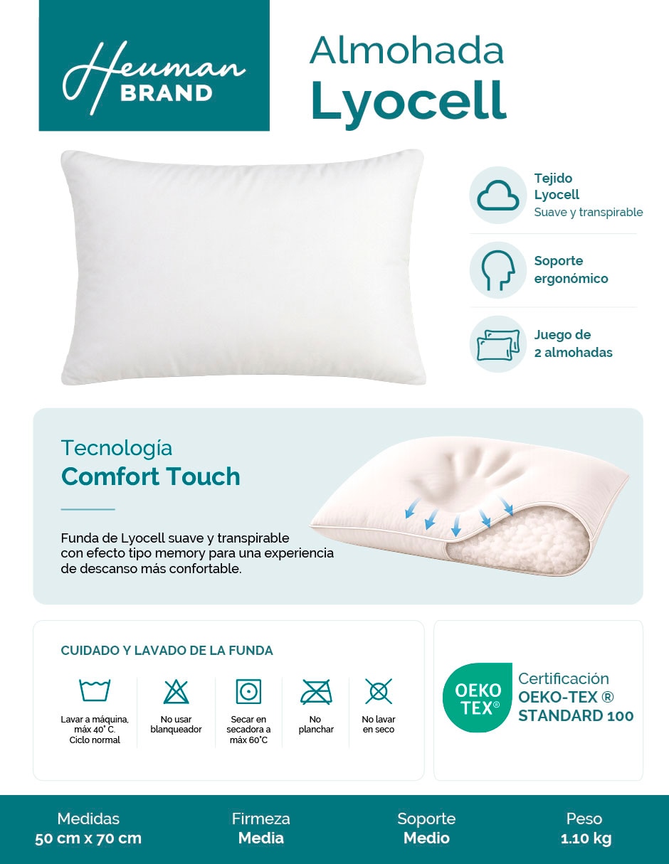 Set de almohada Heuman Brand Lyocell firmeza media
