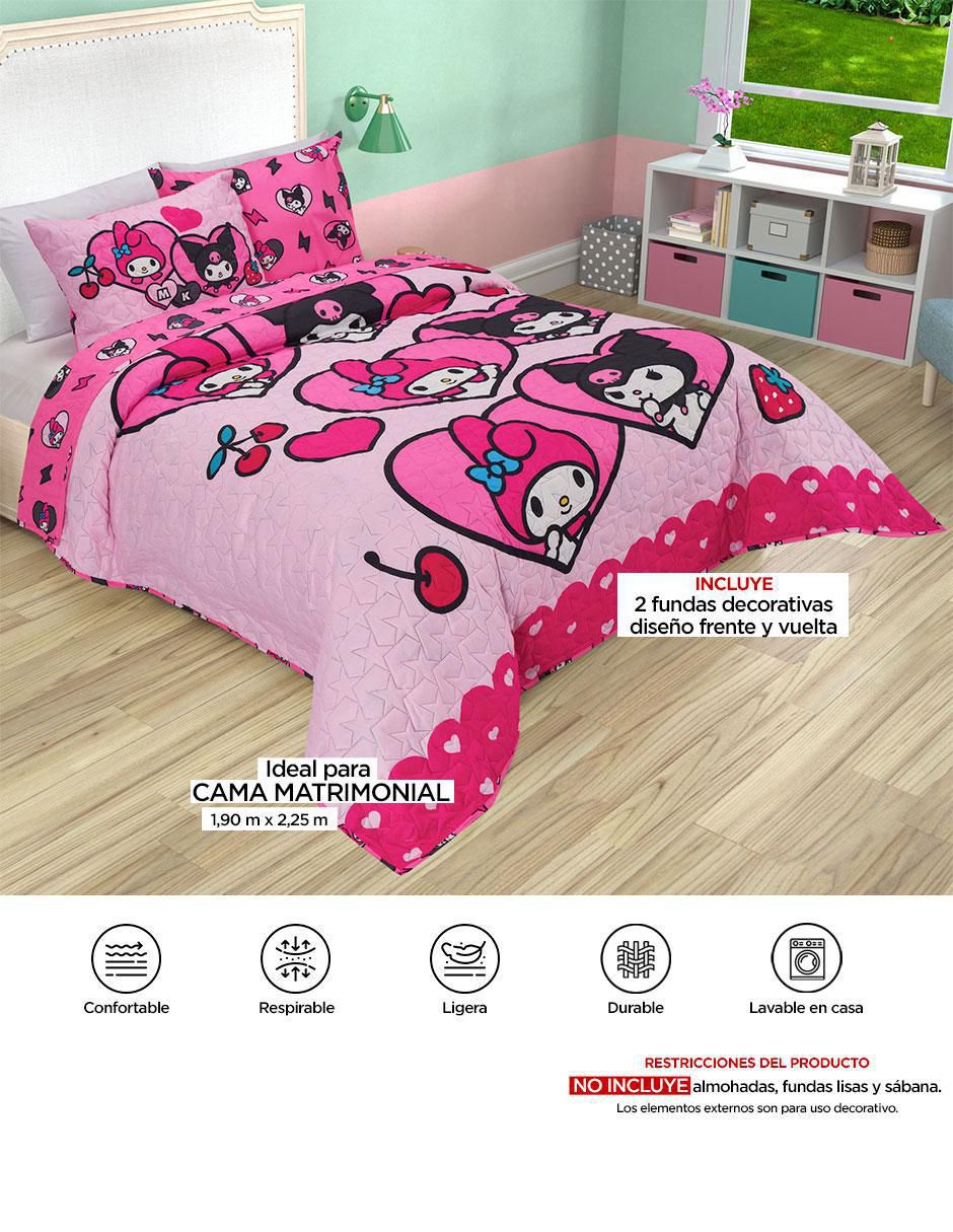 Set de colcha Providencia Kuromi y My Melody