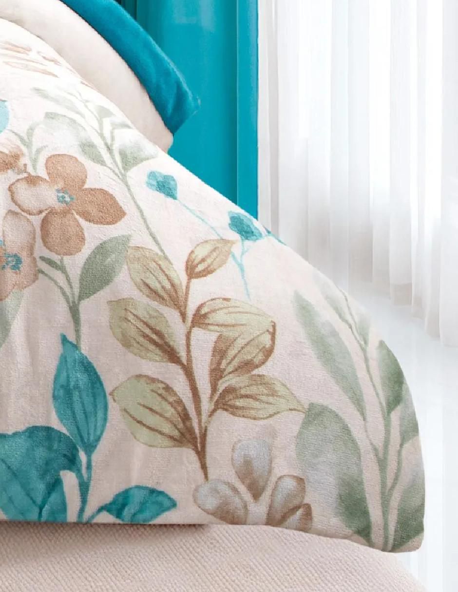 Cobertor LuxPuff Arrecife estampado floral 3