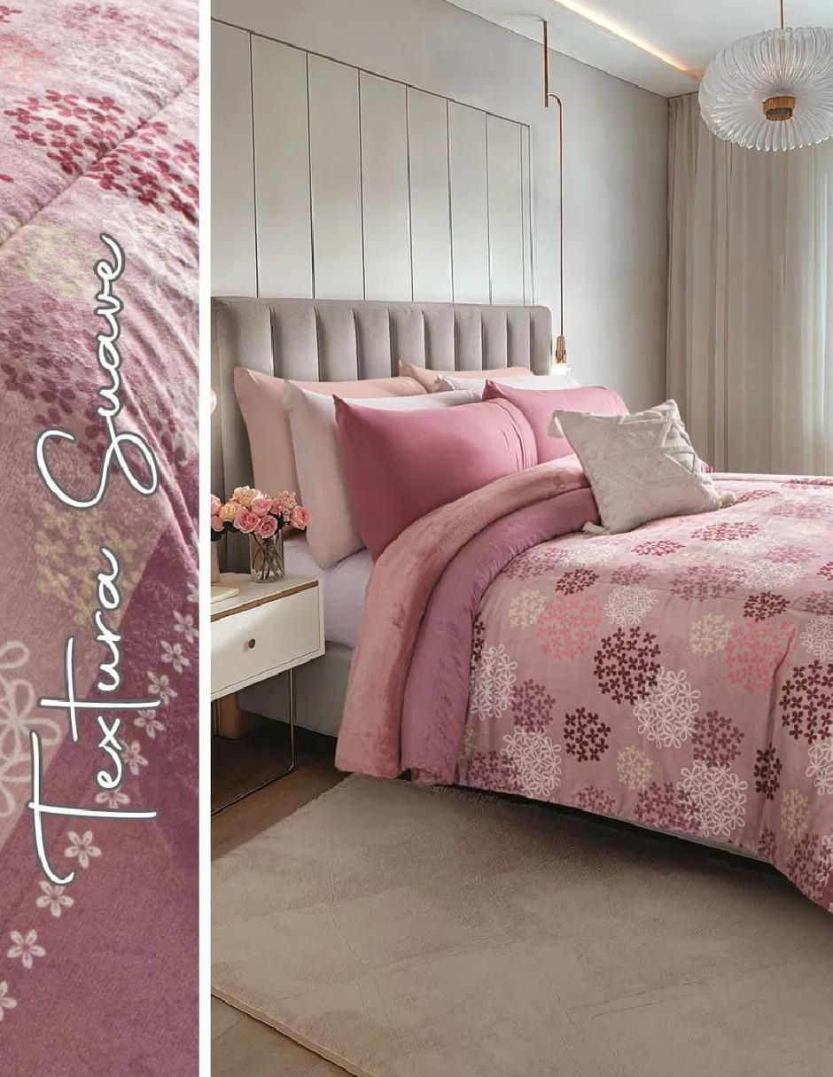 Cobertor Luxs Fluffy Berry estampado geométrico 2