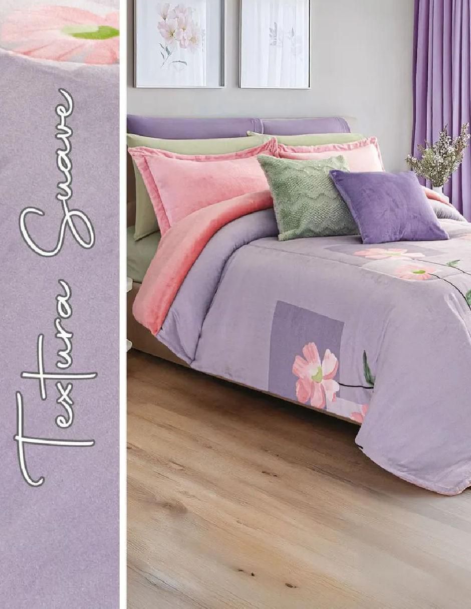 Cobertor Dreamy Malva Danzatta estampado floral 4
