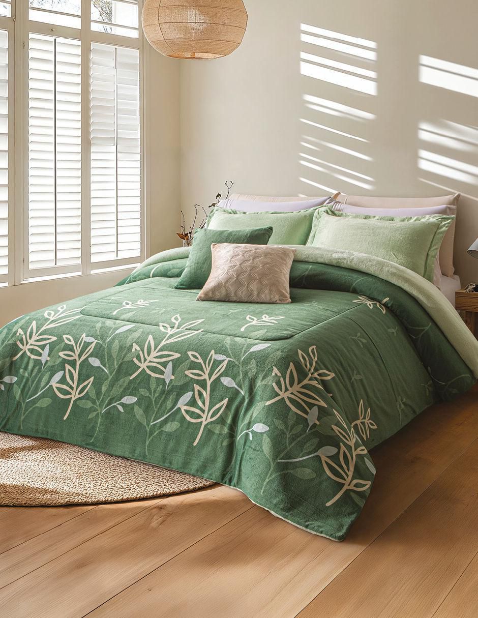 Cobertor LuxePuff Verde Amazonas estampado floral Cobertor LuxePuff Verde Amazonas estampado floral