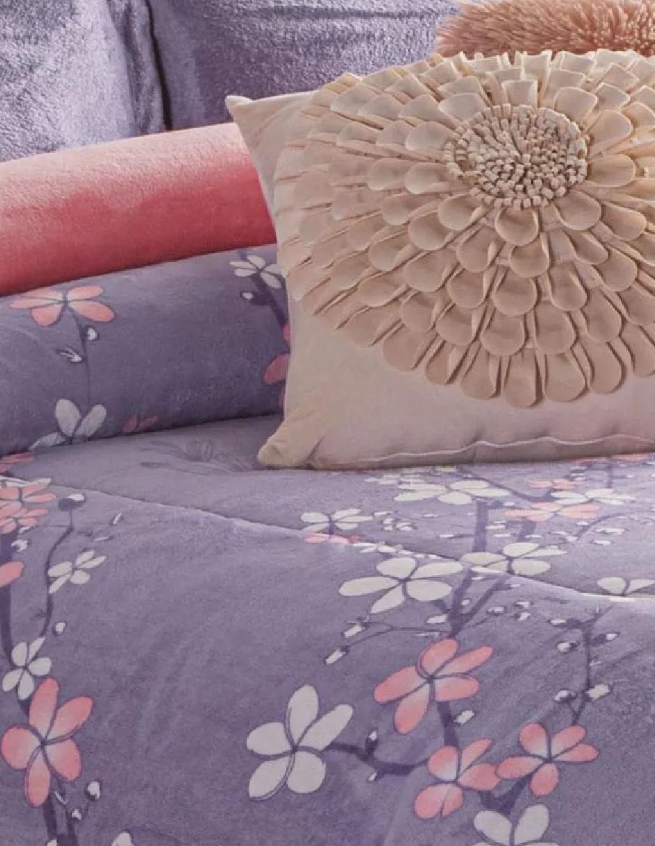 Cobertor Luxe Fluffy Violette estampado floral 2