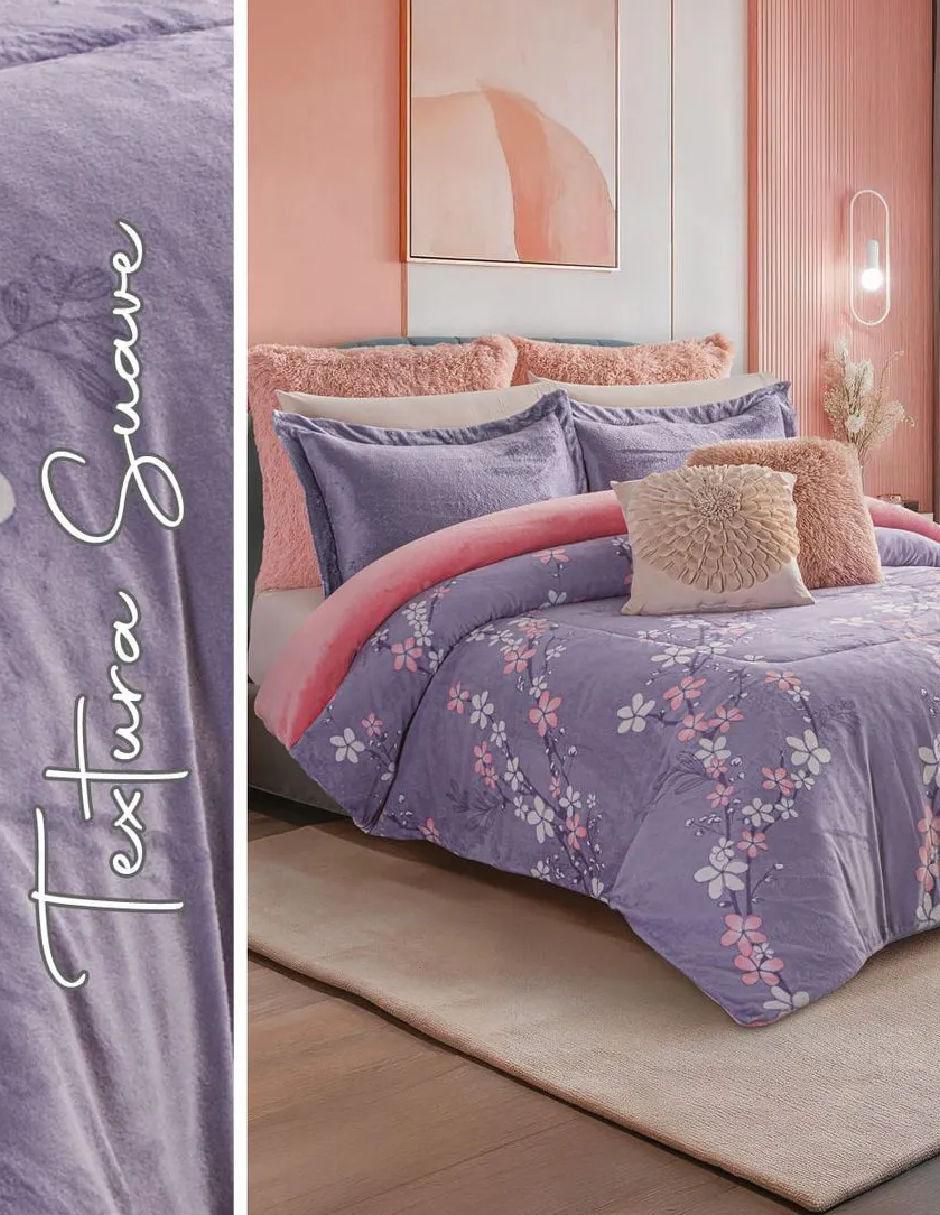 Cobertor Luxe Fluffy Violette estampado floral 4