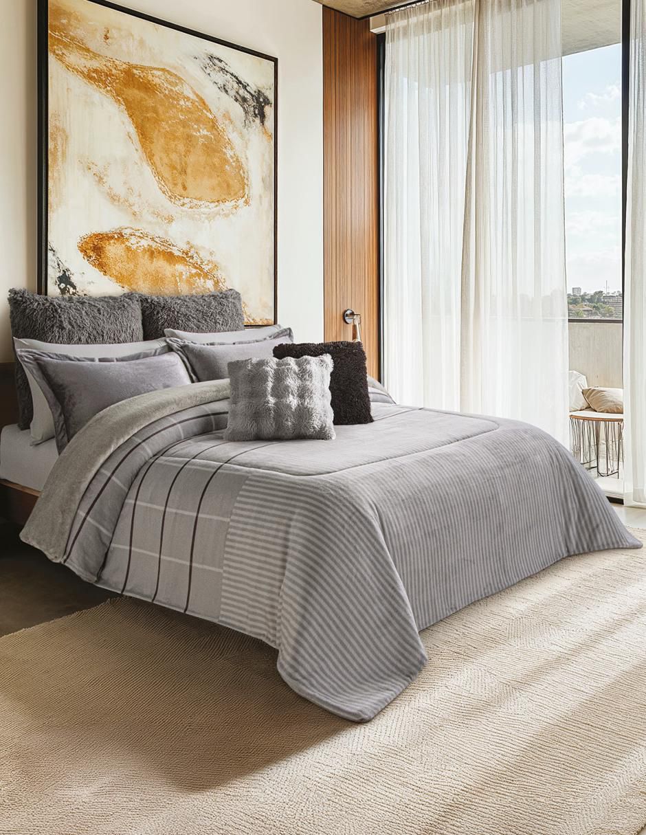 Cobertor Luxs Gray Shadow estampado geométrico Cobertor Luxs Gray Shadow estampado geométrico