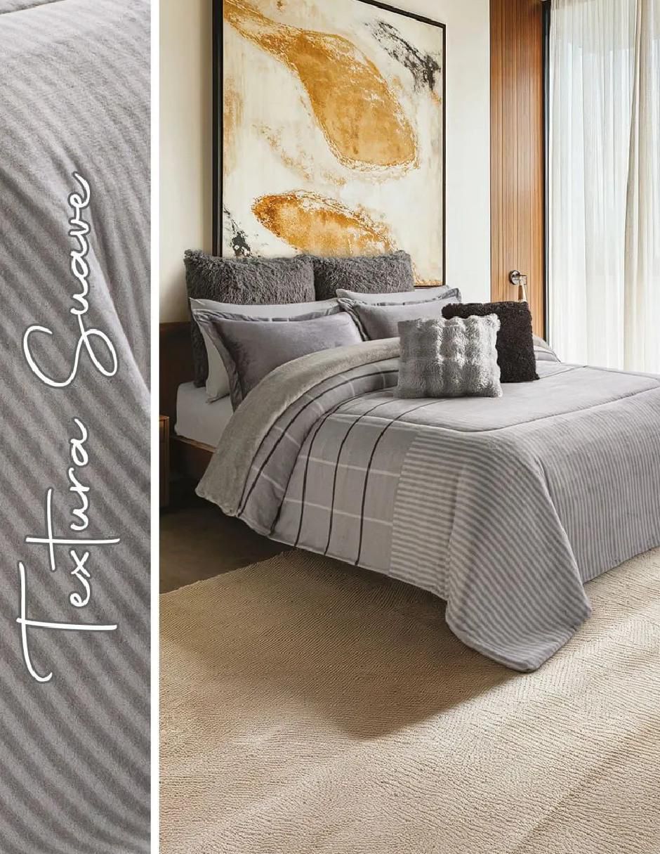 Cobertor  Luxs Gray Shadow estampado geométrico 2