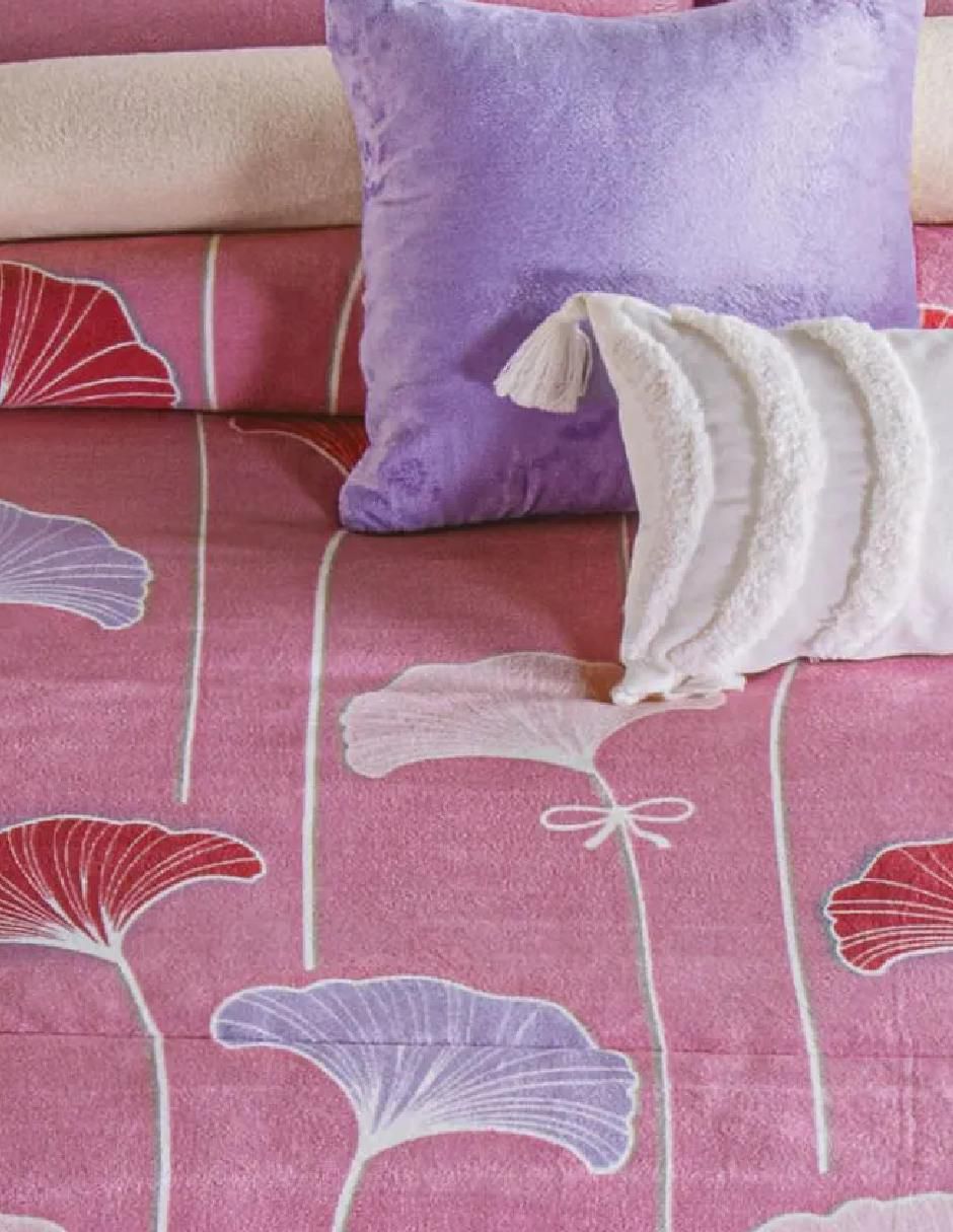 Cobertor Fluffy Lotus estampado floral 2