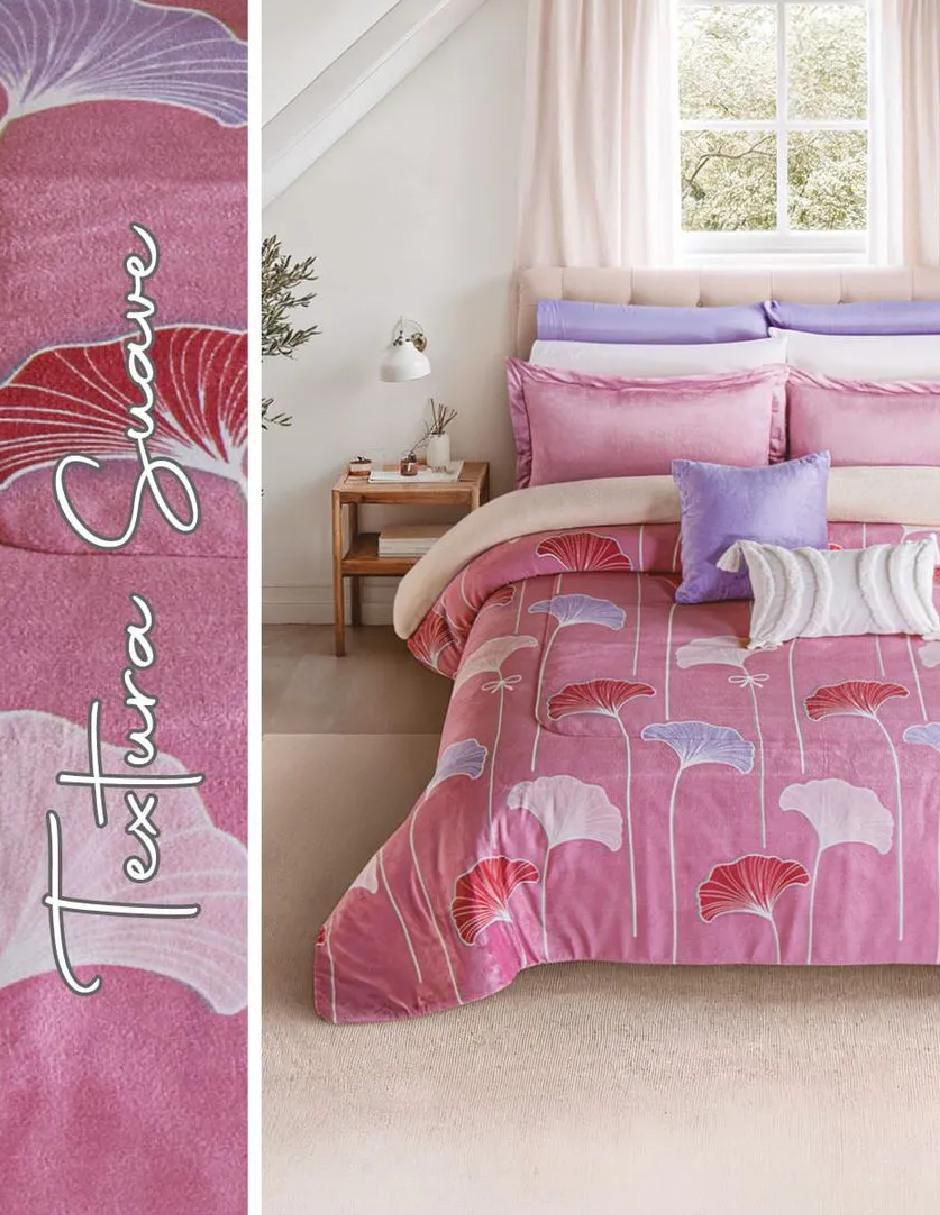 Cobertor Fluffy Lotus estampado floral 4