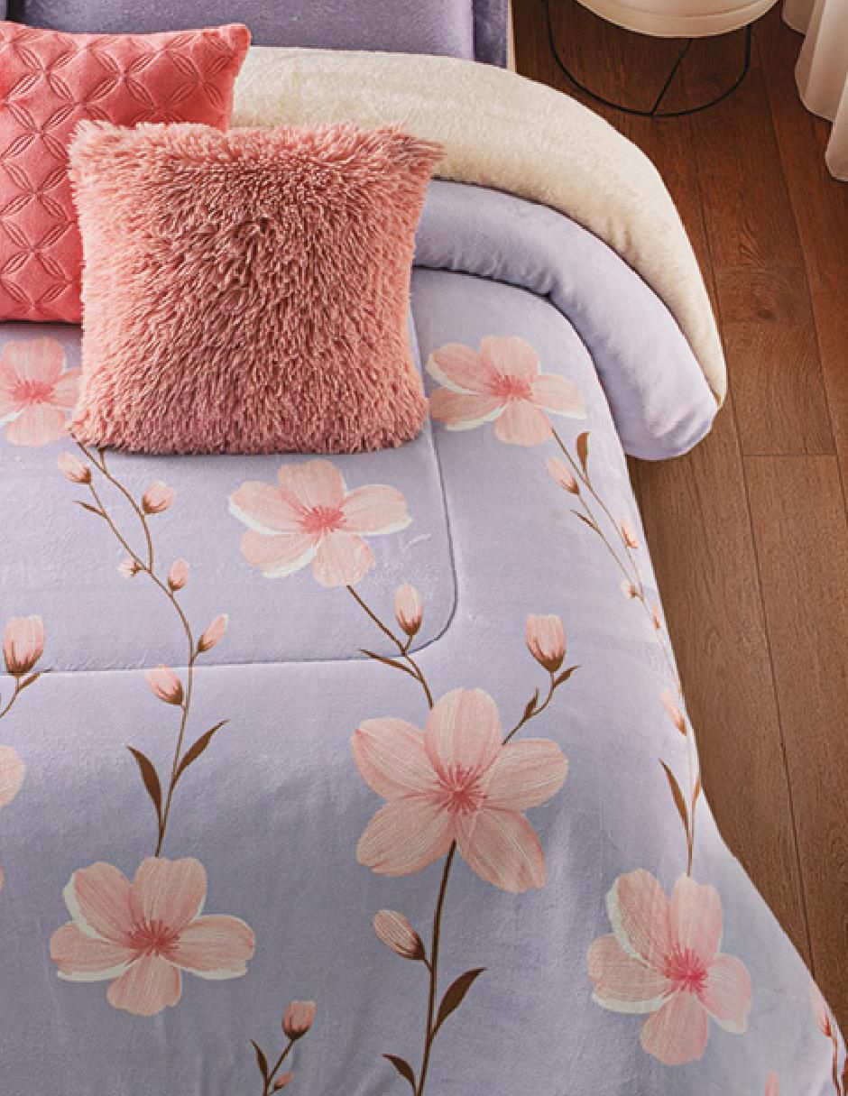 Cobertor Fluffy Lilac Coquette estampado floral 2