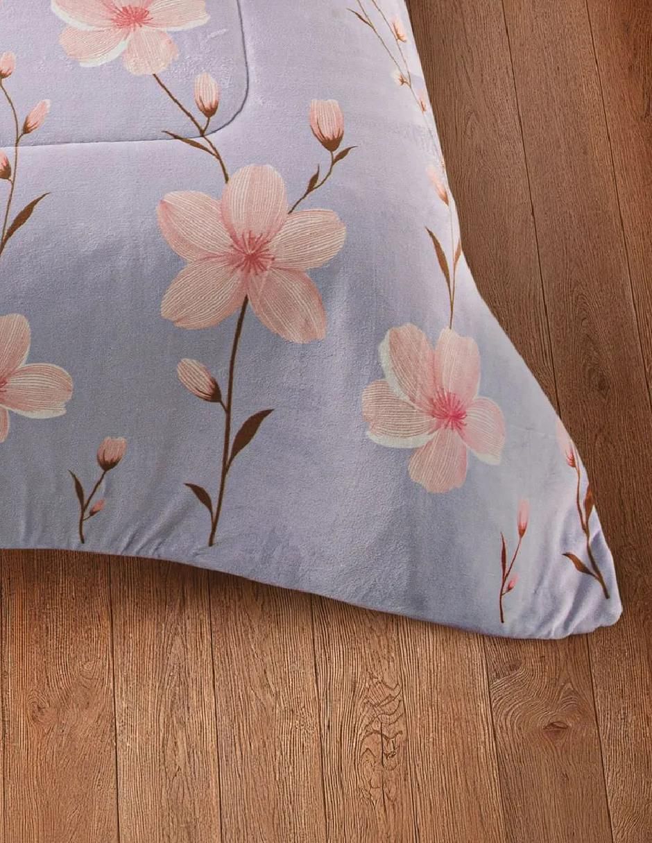 Cobertor Fluffy Lilac Coquette estampado floral 3