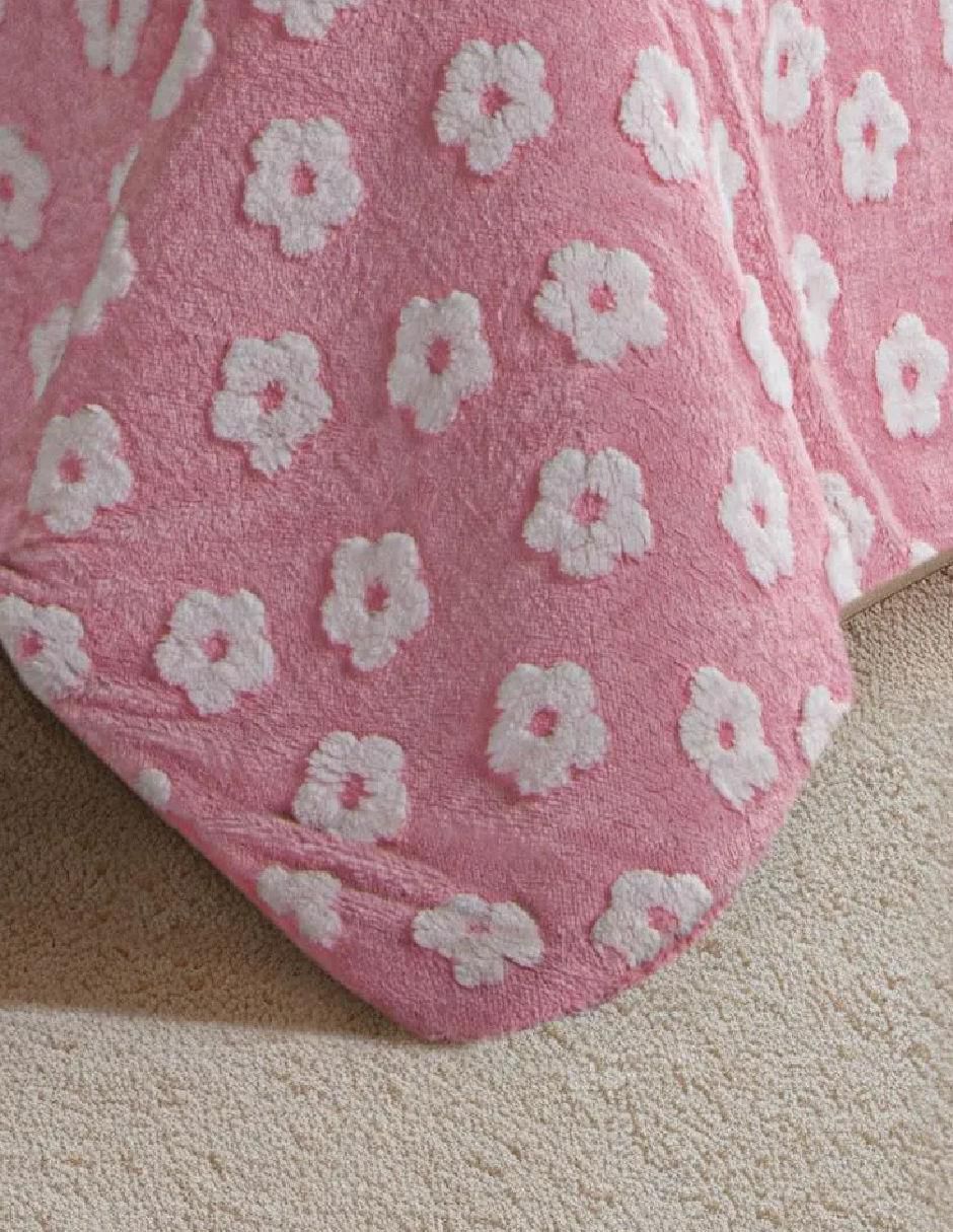 Cobertor Fluffy Texturized Flowers 3