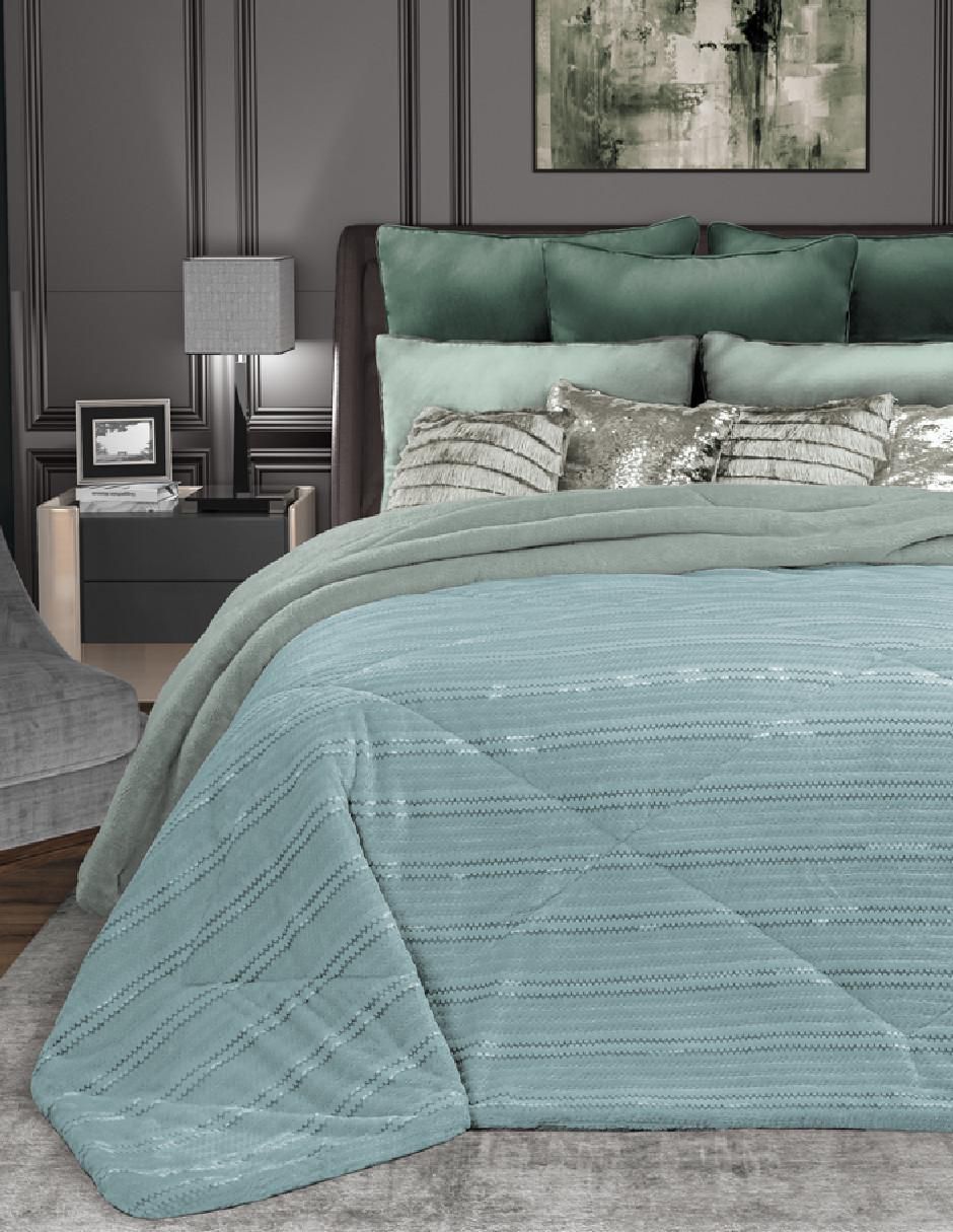 Cobertor Aloe Vera Shimmer estampado geométrico