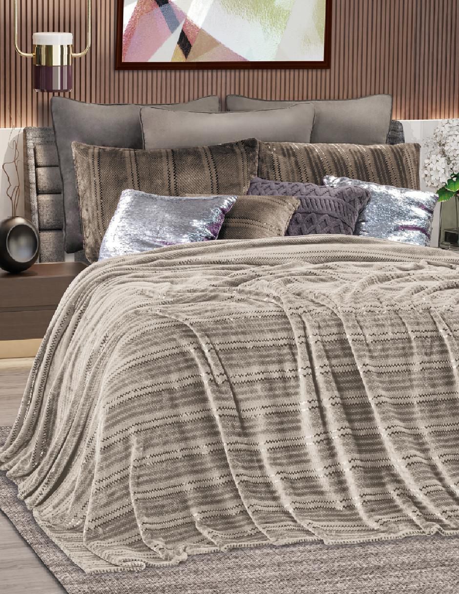 Cobertor Khaki Shine estampado geométrico