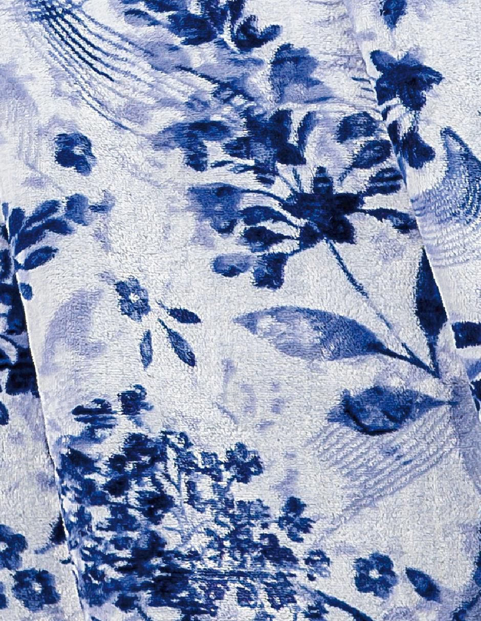 Cobertor  Dúo Sherpa Índigo estampado floral 2