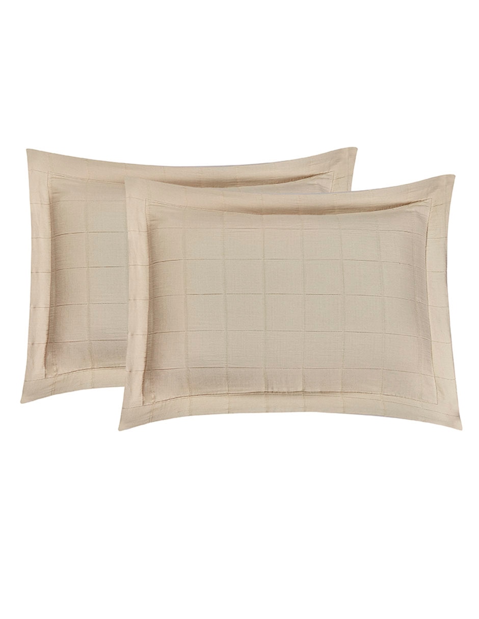 SET COLCHA ANHELO COTT, MAT-QS, TAUPE