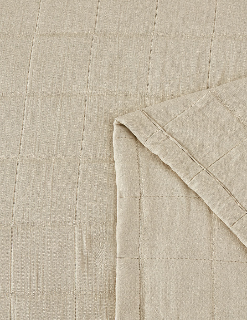 SET COLCHA ANHELO COTT, MAT-QS, TAUPE