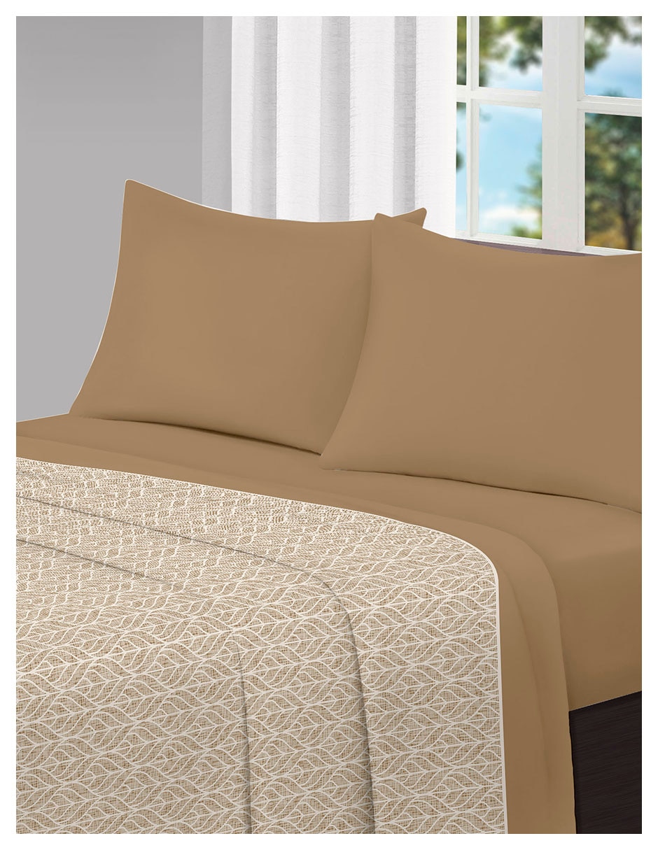 Juego de sábanas de Fleece Zaya Tawny Beige 1