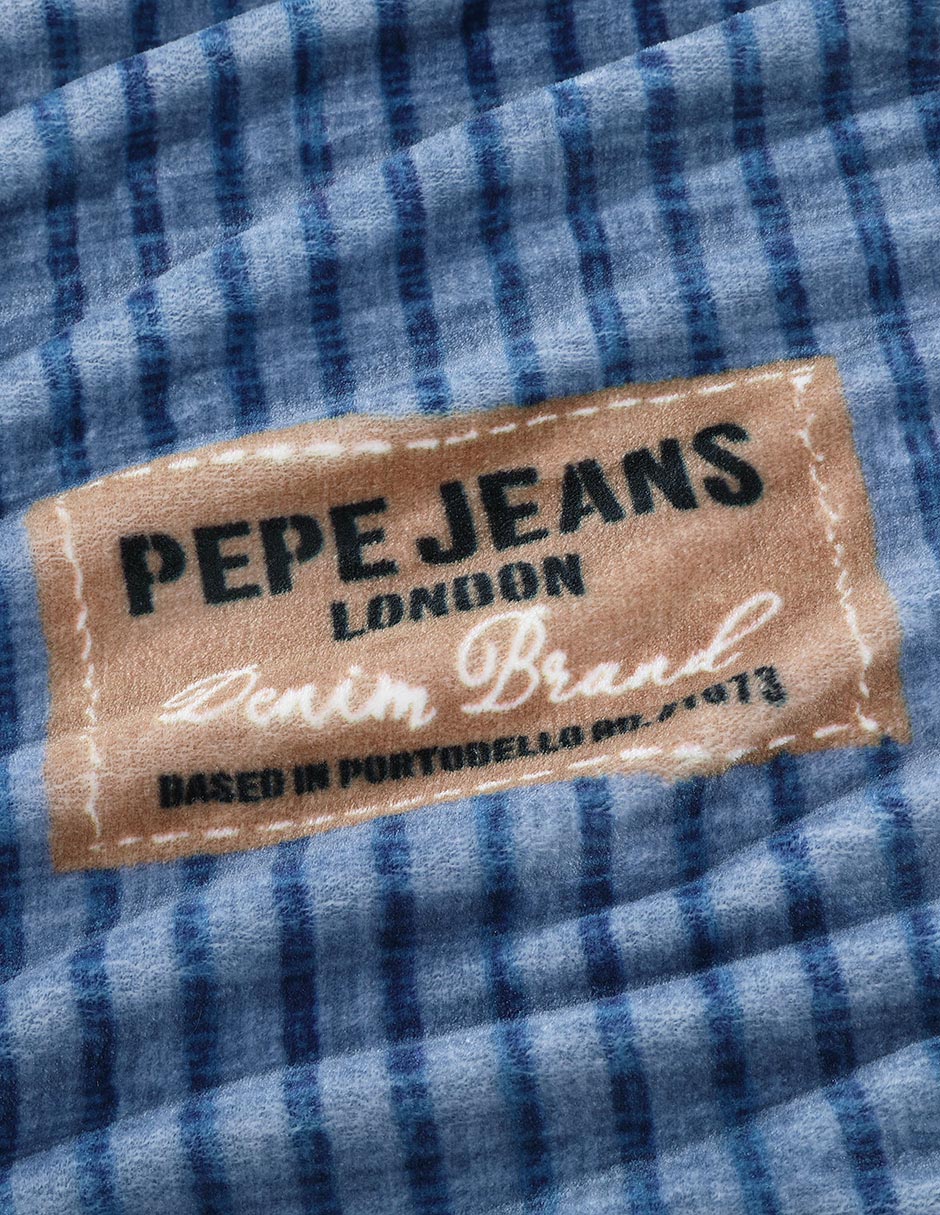 Cobertor jeans portree navy estampado a rayas 2