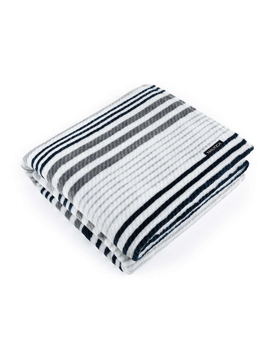 Cobertor PUNTA AZUL TEX GRY-NAV estampado a rayas 2