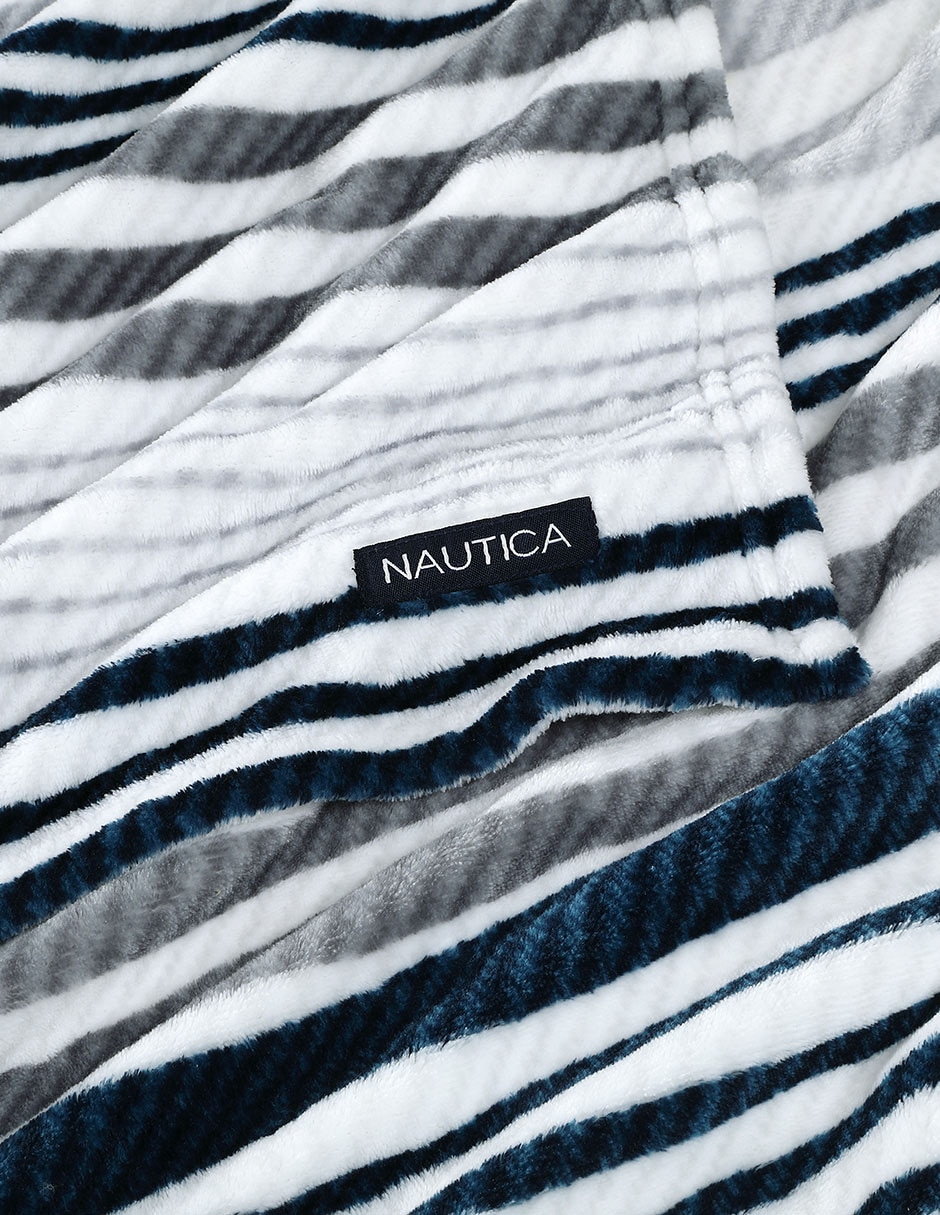 Cobertor PUNTA AZUL TEX GRY-NAV estampado a rayas 3