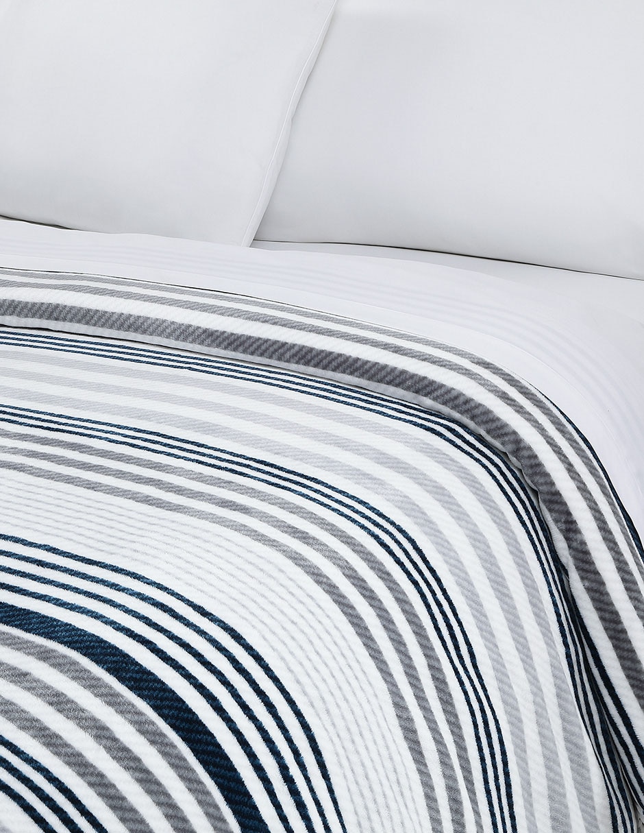 Cobertor PUNTA AZUL TEX GRY-NAV estampado a rayas 4