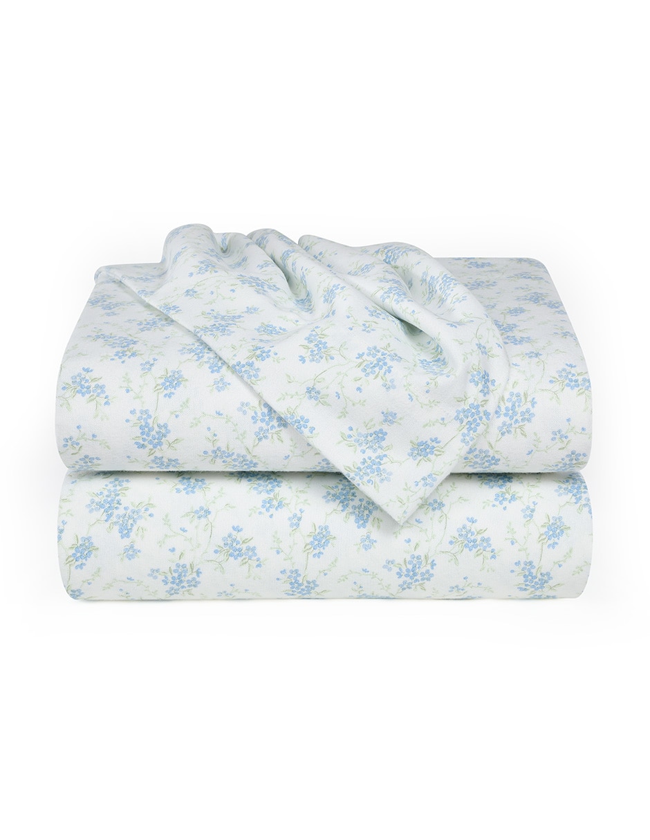 Juego de sábanas de 80 hilos Spring blosson lightblue 2