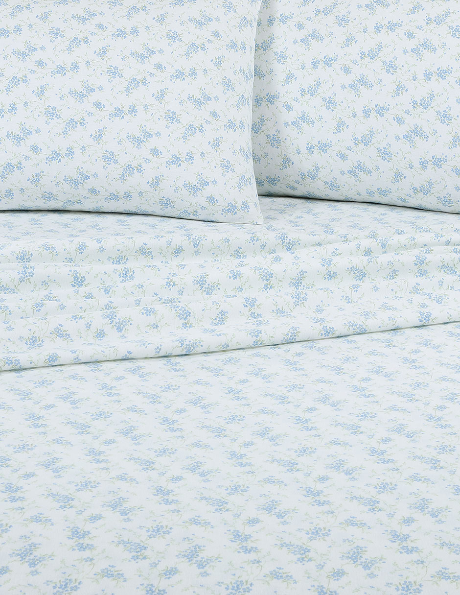 Juego de sábanas de 80 hilos Spring blosson lightblue 4