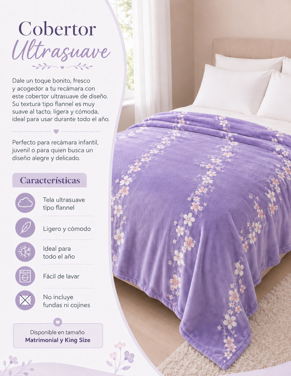 Cobertor estampado floral 3