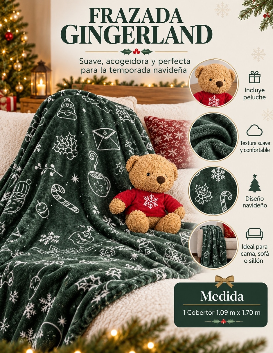 Kit de frazada clásica de tejido microfibra navidad 4