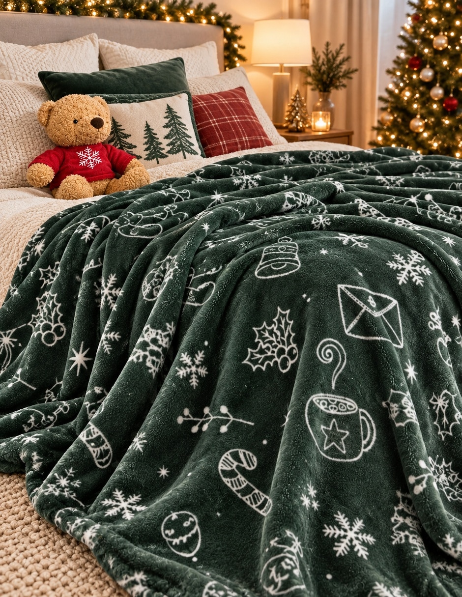 Kit de frazada clásica de tejido microfibra navidad 3