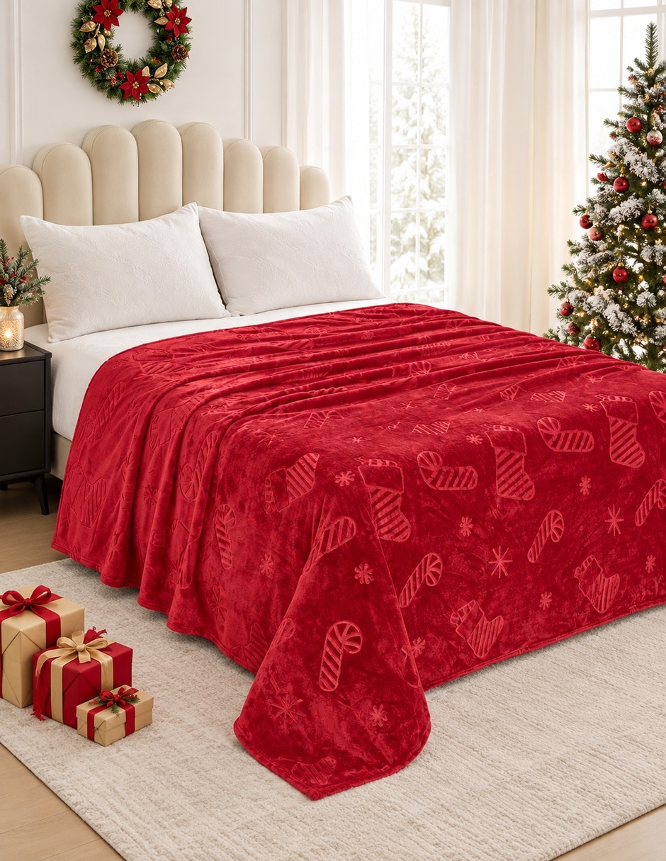 Cobertor Navideño estampado Texturizado Cobertor Navideño estampado Texturizado