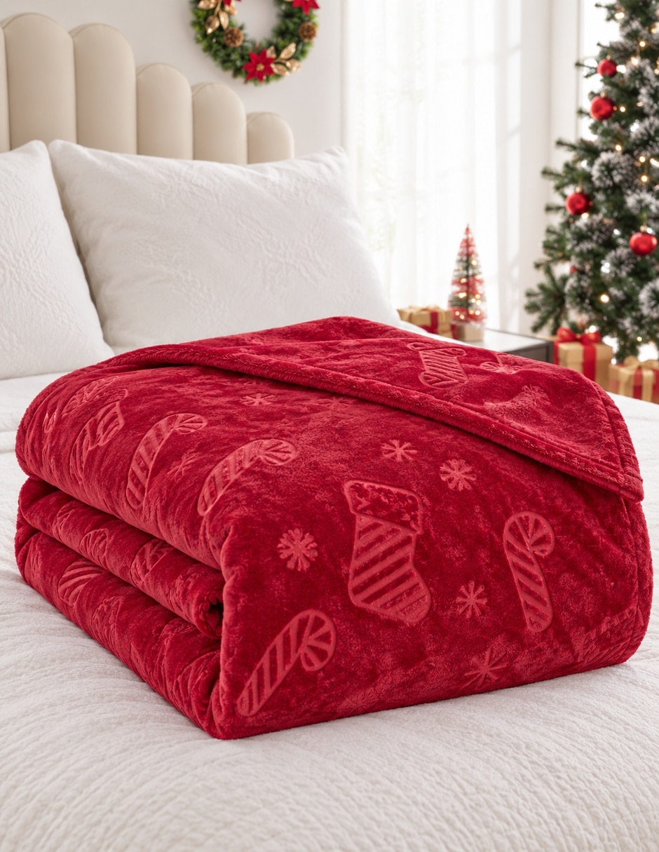 Cobertor Navideño estampado Texturizado 4