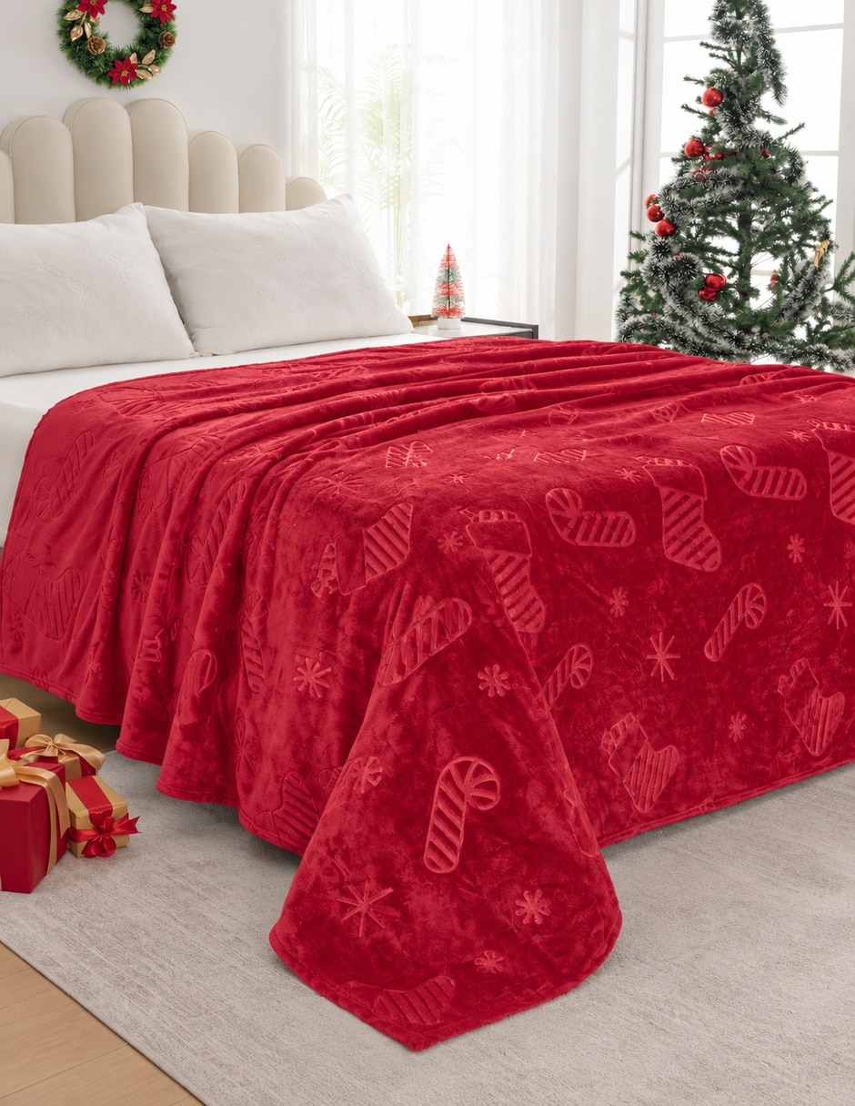 Cobertor Navideño estampado Texturizado 3