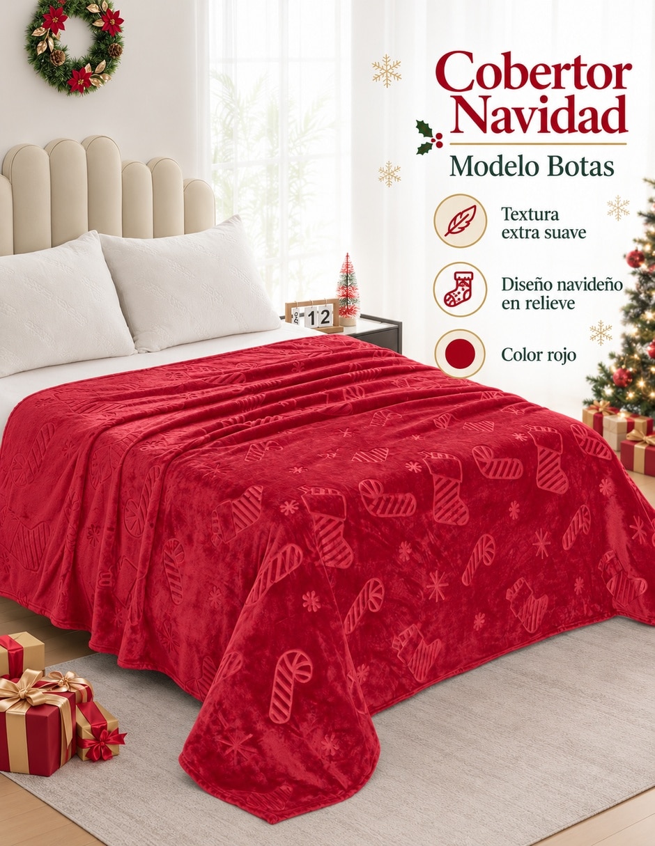 Cobertor Navideño estampado Texturizado 2