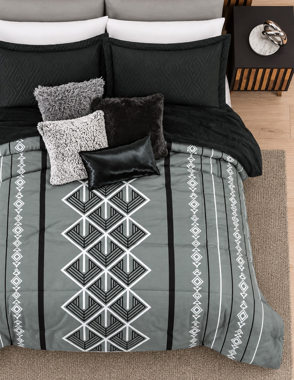 Cobertor No aplica Invernal Nomad Gris estampado Geométrico 2