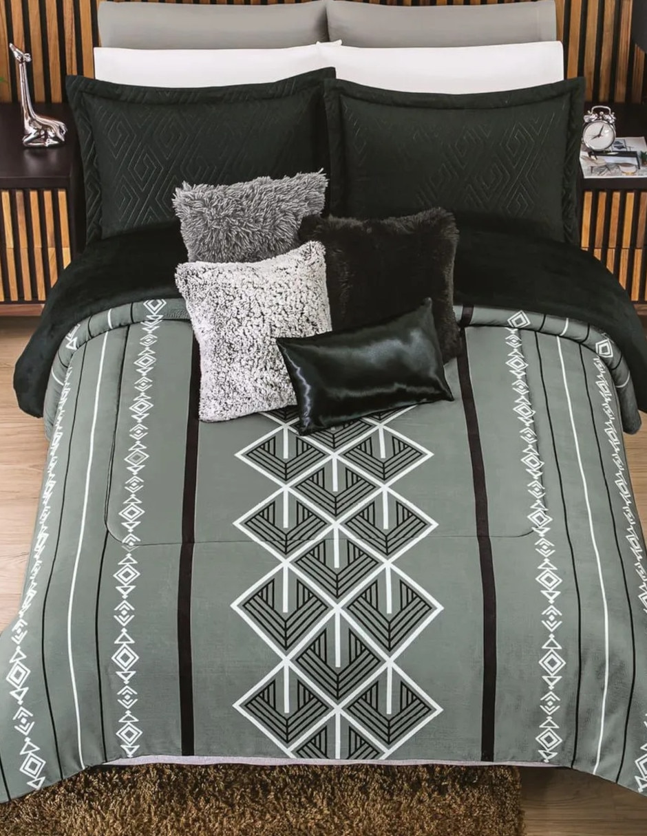 Cobertor No aplica Invernal Nomad Gris estampado Geométrico 3