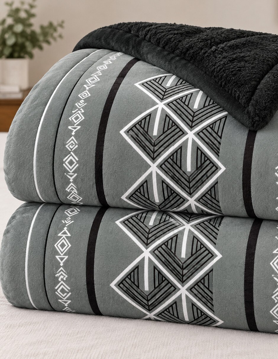 Cobertor No aplica Invernal Nomad Gris estampado Geométrico 5