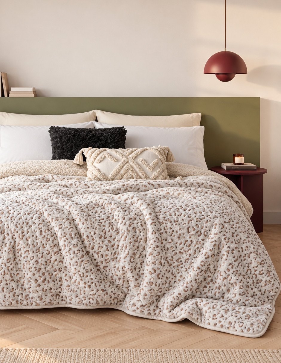Cobertor No aplica Leopard Neige estampado Texturizado 1
