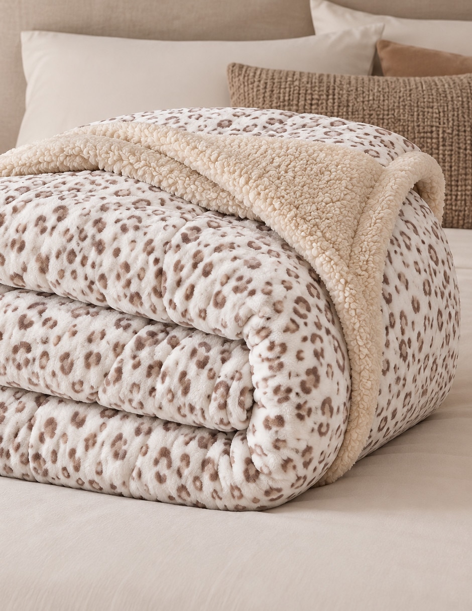 Cobertor No aplica Leopard Neige estampado Texturizado 2