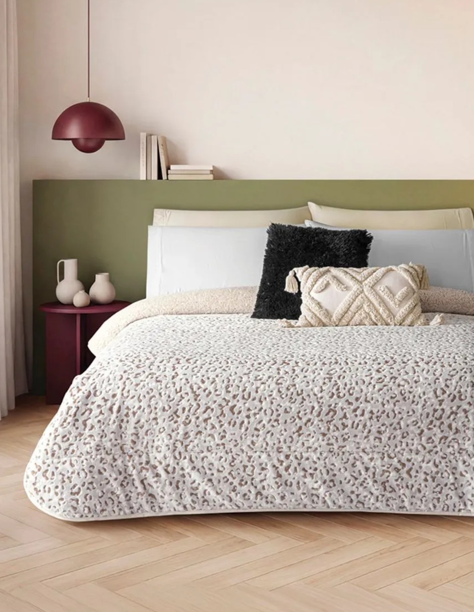 Cobertor No aplica Leopard Neige estampado Texturizado 3